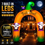 10FT Large 7 LED Halloween Inflatable Archway Black Cat Ghosts Yard Decor