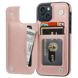 Wallet Case Compatible With Iphone 15,Slim Protective Case With Card Holder,Premium Pu Leather Kickstand Card Slots Case With 1 Screen Protective Glass For Iphone 15 (6.1")-Rose Gold