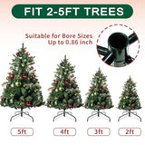 16” Christmas Tree Stand For Artificial Trees, Foldable Metal Xmas Tree Stand, Replacement Fake Christmas Tree Holder Base For 2 Ft To 7 Ft Trees, Fits Tree Poles Up To 0.86”
