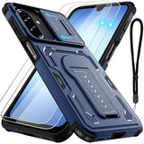 for Galaxy A16/ A17/ A26 Case with 2 Pack Screen Protector, Slide Camera Lens Cover, Kickstand & Lanyard Strap, Dual Layer Shockproof