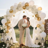 White Sand Gold Balloons Garland Arch Kit,156Pcs White Nude Balloons W