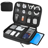 Electronics Travel Organizer Case, Double Layers Cord Organizer Travel All-In-One Storage Bag For Cable, Cord, Ipad, Chargers, Fits 9-11'' Tablets, Portable Tech Accessories Bag, Black