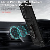 Samsung Galaxy S22 Plus Case with Camera Lens Cover HD Screen Protector, Military-Grade Drop Tested Magnetic Ring Holder Kickstand Protective Phone Case for Samsung Galaxy S22+ Plus 5G (Black)