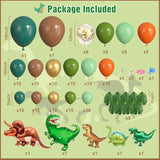 161-Pc Dinosaur Balloon Garland Kit Green, Brown & Orange Dino Party Decor