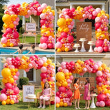 Yellow And Pink Balloon Garland Arch Kit- Double Stuffed Baby Pink Peach Balloons Different Sizes Pastel Coral Balloons For Birthday Spring Baby Shower Wedding Flower Fairy Party Decorations