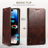 Compatible With Iphone 15 Pro Max Case Wallet, Flip Cover With Magnetic Kickstand, Credit Card Holder, Leather Folio Case For Iphone 15 Pro Max Brown