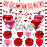 Valentines Day Decorations Set - 25 Pcs Valentine Decorations Kit With Be Mine Love Heart Xo Garlands Banner Hanging Swirls Valentines Decor For Home Office Wedding Anniversary Birthday Party Supplies