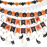 Halloween Party Decorations Set 14Pcs Happy Halloween Banner Ghost Swirl Garland