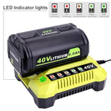 Op401 40V Fast Battery Charger Replacement For For Ryobi 40V Battery Charger Op404 Zrop401, Compatible With Ryobi 40Volts Lithium Battery Op4040 Op4050 Op4050A Op40601 Op4026 Op4015 Op4030