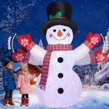 8 Ft Christmas Inflatables Snowman Decorations, Shaking Hand Snow Man Wear Magic Hat Outdoor Blow Up With Built-In Rotat