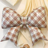Brown Plaid Bow Foil Balloons Checkered Gingham Coffee Themed Bridal Baby Shower Party Decor