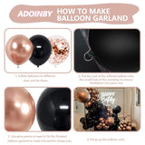 Rose Gold & Black Balloon Garland Kit: 140 Metallic Party Balloons