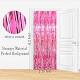 3.2 Ft X 8.2 Ft Metallic Tinsel Foil Fringe Curtains Party Photo Backdrop Party Streamers For Galentines Day,Birthday,Graduation,New Year Eve Decorations Wedding Decor (1 Pack, Hot Pink)