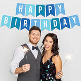 Pre-Strung Blue Happy Birthday Banner β No DIY, 6ft Party Decor for All Ages