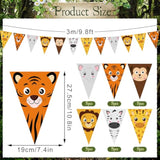 5 Pcs 49Ft Safari Animal Pennant Banners, Jungle Theme Wild One Baby Shower Birthday Decorations, Wild Animal Triangular Garland For Kids Party, Photo Backdrop, Classroom, Nursery Wall Decor
