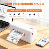 Bluetooth Thermal Shipping Label Printer, 4X6 Portable Wireless Thermal Address Label Printer For Small Business, Compatible With Iphone Android Windows, Used For Ebay Shopify Usps, White