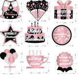 9Pcs Pink Black Happy Retirement Decorations Table Honeycomb Centerpieces Party Supplies Rose Gold Black Retirement Adventure Awaits Sign for Women Retired Decor Goodbye Signs