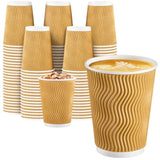 Coffee Cups 12 Oz 150 Pack, Insulated Ripple Wall Paper Coffee Cups 12 Oz, Disposable Coffee Cups, Hot Beverage/Cold Drinking Cups For Office,Home,Party,Cafe,Picnic,Travel (Champagne)