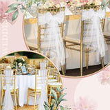 50 Pcs White Pearls Chair Sashes Fabric Romantic Pearl Chair Bows Ties For Wedding Bridal Shower Baby Shower Birthday Party Seat Decorations, 7 X 108 Inches