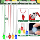 36 Pcs Christmas Glow Bead Necklaces with Bulbs for Party Favors and Ugly Sweater Party