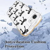 Bow Case for iPhone 17e/16e, Cute Ribbon Bows Wavy Curly Frame Clear Phone Case for Girls Women, Aesthetic Bowknot Transparent Soft Silicone TPU