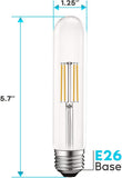 6 Pack Vintage T9 LED Tube Light Bulbs E26 3000K Soft White Dimmable Edison Filament Clear Glass