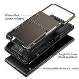 For Galaxy Note 20 Ultra Case 5G Wallet 4-Card Flip Cover Credit Card Holder Slot Back Pocket Dual Layer Protective Hybrid Hard Shell Bumper Armor Case For Samsung Note 20 Ultra 6.9 Gun Metal