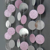 Pink Silver Glitter Dot Garland Party Decorations Circle Streamers For Birthdays Baby Showers Bridal Showers Gender Reveals Baby Gender Reveal Christmas New Year'S Eve Graduation