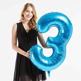 40 Inch Blue Foil 37 Helium Jumbo Digital Number Balloons,Blown Up Wit