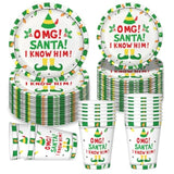 Omg Santa I Know Him Party Supplies Set Plates Cups, Funny Christmas Decorations, Funny Movie Decorations, Dz Christmas Party Decorations