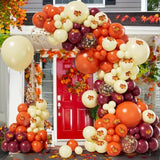 193PCS Fall Balloon Arch Kit with Yellow Orange Burgundy Gold Balloons for Party