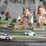 98 Ft Checkered Flag Banner: 48 Pcs Black & White Pennants for Racing Party Decor