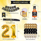 21St Birthday Decorations For Him - Black And Gold Balloons, Sash Banner, Male 21St Bday Decor