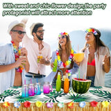 Luau Party Decorations,Hawaiian Birthday Party Decorations,Aloha,Beach Theme Party,Tropical Party,Grass Table Skirt,Palm Leaves,Hibiscus Flowers,3D Fruit Straws,Flamingo And Pineapple