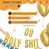 Holy Shit You'Re 40 Banner – Funny 40Th Birthday Party Decorations For Her Him,Glitter Gold Sign For Party Backdrop,Wall Decor,And Celebration Supplies