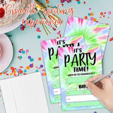 It'S Party Time! Birthday Invitations, Tie Dye Theme Birthday Party Invite Cards For Boys & Girls - 20 Double Side Fill-In Invites With Envelopes, Party Favor & Decorations - 29