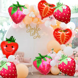 16Pcs Gaint Strawberry Balloons, Cute Fruit Strawberry Foil Balloons for Fruit Themed Birthday Summer Wedding Baby Shower Party Decorations