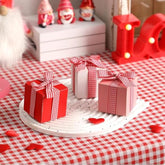 Valentine'S Day Tiered Tray Decor, 3 Pcs Mini Wooden Presents, Farmhouse Valentine'S Day Home Decor With Bowknot, Valentine'S Day Centerpiece For Table