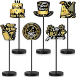 6-Pack Black and Gold New Year 2026 Table Centerpieces for Parties