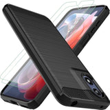 Motorola Moto G Play 2024 Case with 2pcs Screen Protector Shock-Absorption Flexible TPU Rubber Protective Cover for Motorola Moto G Play 2024 (Black)