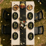 50Pcs Happy New Year Oval Paper Plates 10" X 12" Large Heavy Duty Disposable Black And Gold 2026 New Years Eve Dessert Plates Platters For 2026 New Year'S Eve Holiday Christmas Party Supplies