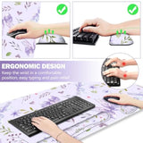 Desk Mat With Wrist Rest, Light Purple Bows Flower Desk Pad Large For Keyboard And Mouse, Ergonomic Mouse Pad Sets For Women, Non-Slip Wrist Pad For Keyboard