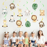 Wild One Hanging Swirls Ceiling Streamers Decorations For Boys Kids 24Pcs Jungle Safari Animal Birthday Party Decoration Baby Shower Party Supplies Room Decor