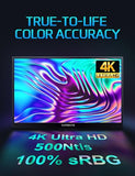 17.3" Portable Monitor 4K, 500 Nits 3840 * 2160P 100% Adobe Rgb Travel Monitor With Bulit-In Kickstand & Speakers, Portable Computer Monitor, External Monitors For Laptop Pc Xbox Switch Ps4/5