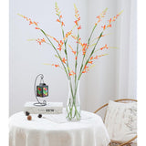 Artificial Plant Flowers, 4 Bouquets Of Long-Stemmed Freesia, Suitable For Home Diy Flower Arrangement, Wedding Party Table Decoration (Golden Red) (4, Golden Red)