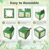 Baby Boxes Safari Jungle Baby Shower Decorations For Boy Girl, Safari Balloons Garland Arch Kit With 4Pcs Sage Green Animal Baby Boxes Nude Giraffe Print Balloons For Wild One Birthday Party Supplies