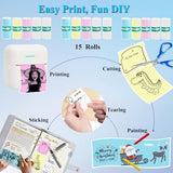 15 Rolls Thermal Sticker Paper For Mini Printer Sticker Maker, Including 9 Colored And 6 White Self-Adhesive Mini Printer Sticker Paper, 57 X 25 Mm