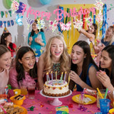 Glitter Floral Happy Birthday Banner With Butterfly And Wildflower Design, Elegant Pastel Hanging Sign Garland For Women, Girls, Birthday, Baby Shower, Spring Party Decorations