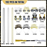 192 Pcs New Year 2026 Party Supplies Headbands Glasses Noise Makers