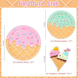 48 Pcs Ice Cream Birthday Party Plates And Napkins Kit, Ice Cream Theme Tableware Set Snow Cones Party Table Decorations Supplies, Disposable 9'' And 7'' Paper Plates, Napkins, Serves 16